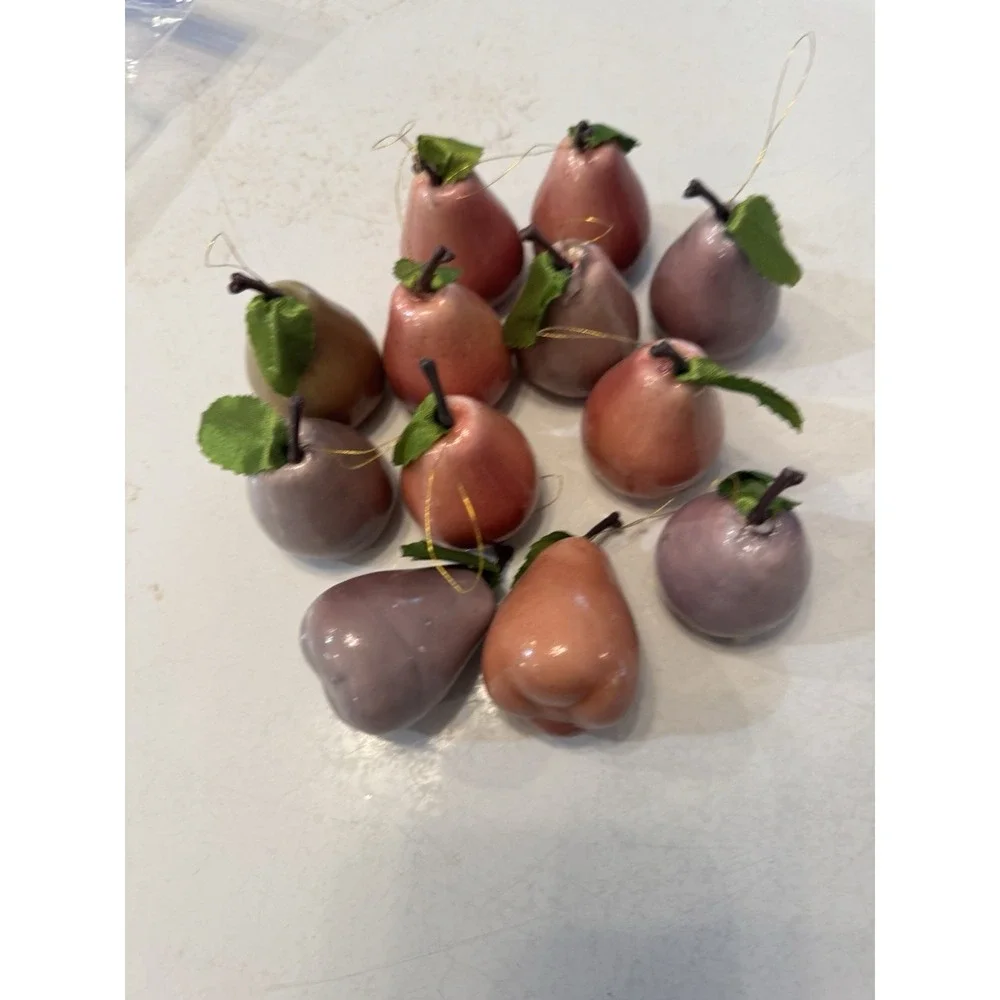 Vintage Pear Christmas Tree Ornaments Set‎ of 12 Holiday Fall Decoration